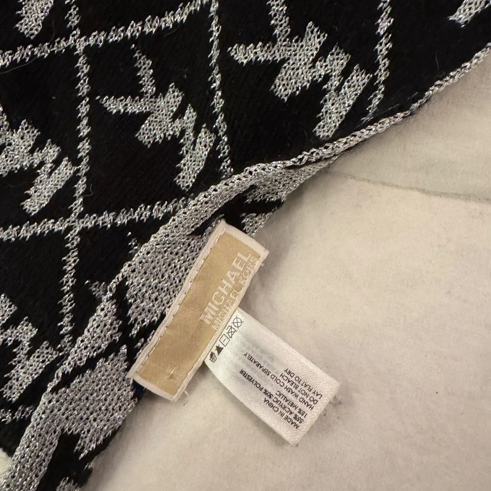 Michael Kors Black and Silver MK Patterned Logo Scarf